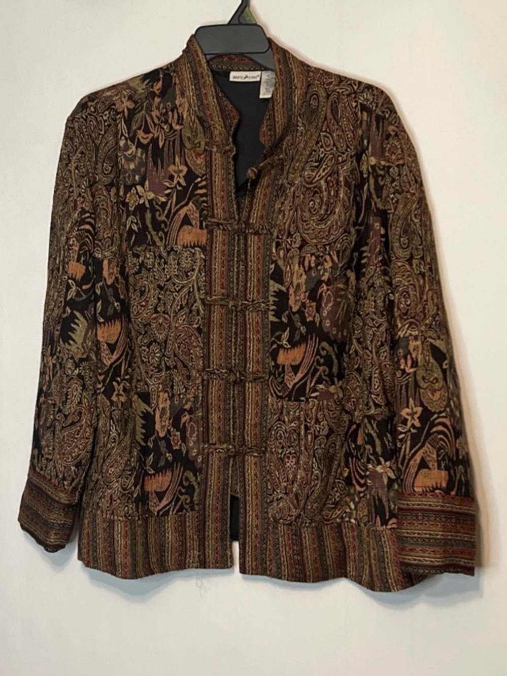 VTG White Stag Tapestry Jacket Paisley Pattern Toggle Closures Boho Size XL